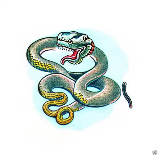 snake bites itself tattoo design idea