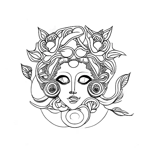 flower medusa tattoo design idea