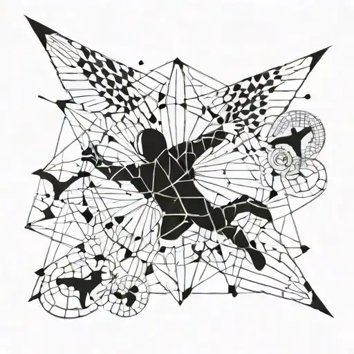 A geometric skydiving formation incorporating mathematical symbols and equations tattoo design idea