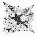 A geometric skydiving formation incorporating mathematical symbols and equations tattoo design idea