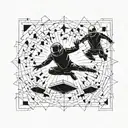 A geometric skydiving formation incorporating mathematical symbols and equations tattoo design idea