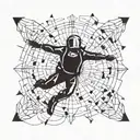 A geometric skydiving formation incorporating mathematical symbols and equations tattoo design idea