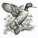 duck flying tattoo design idea