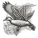 duck flying tattoo design idea