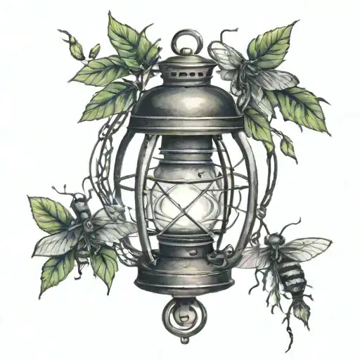 bray Wyatt lantern with fireflies  tattoo design idea