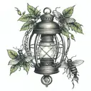 bray Wyatt lantern with fireflies  tattoo design idea