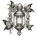 bray Wyatt lantern with fireflies  tattoo design idea