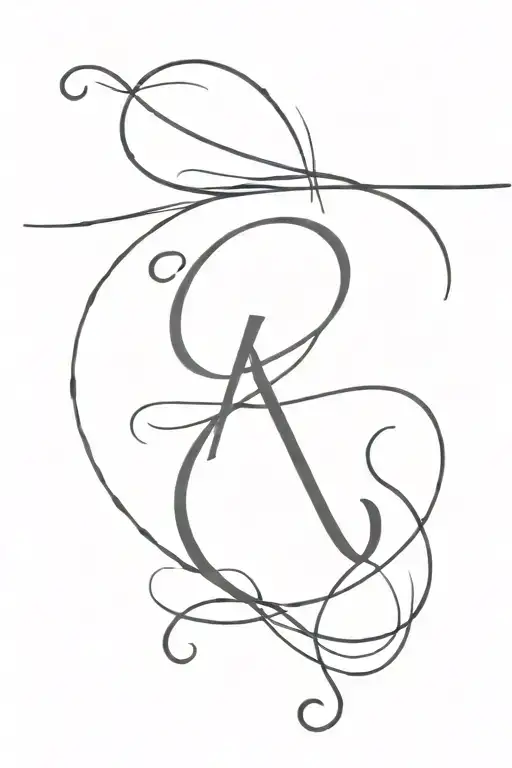 invisible string with initial "k" tattoo design idea