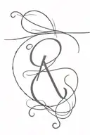 invisible string with initial "k" tattoo design idea