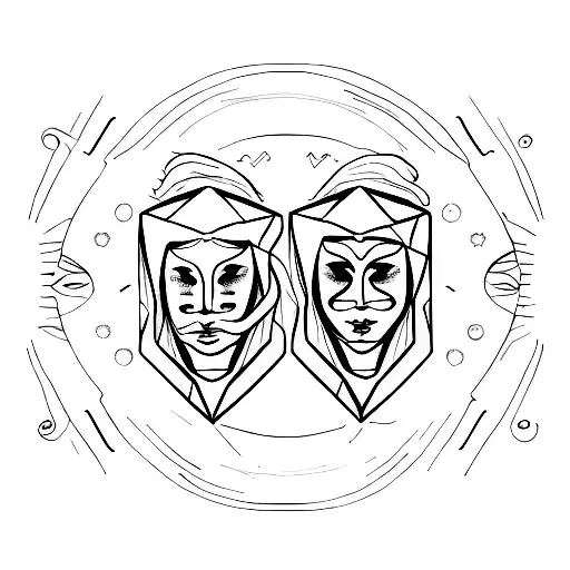 Two faces, duality of gemini tattoo design idea