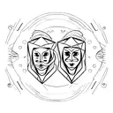 Two faces, duality of gemini tattoo design idea