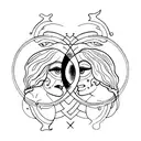 Two faces, duality of gemini tattoo design idea