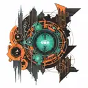 A tattoo design inspired by 'The Matrix', incorporating futuristic elements and a philosophical quote about reality and perception tattoo design idea