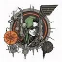 A tattoo design inspired by 'The Matrix', incorporating futuristic elements and a philosophical quote about reality and perception tattoo design idea