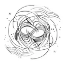 A graceful unalome intertwining with the Pisces constellation, symbolizing spiritual growth and the fluidity of emotions tattoo design idea