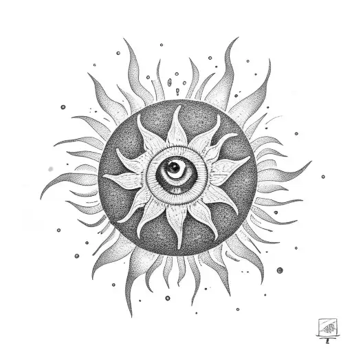 The palm sun sea drink tattoo design idea