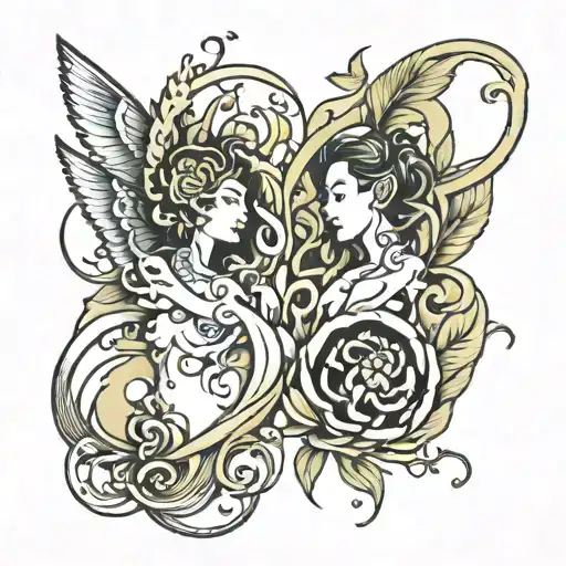 Twin Flames Around It Ying tattoo design idea