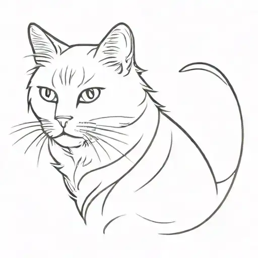 cat with hair tuff tattoo design idea
