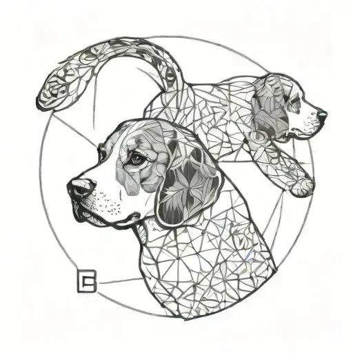 beagle and Labrador yin and yang symbol tattoo design idea
