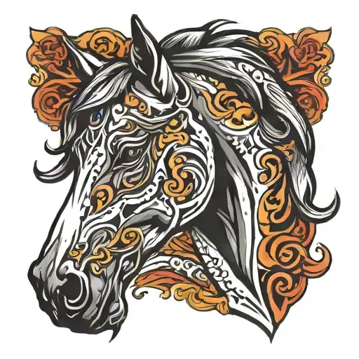 horse head tattoo design idea