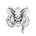 cathedral with Michelangelo artwork and the baphomet  tattoo design idea