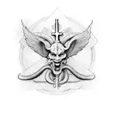 cathedral with Michelangelo artwork and the baphomet  tattoo design idea