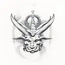 cathedral with Michelangelo artwork and the baphomet  tattoo design idea