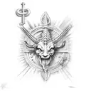 cathedral with Michelangelo artwork and the baphomet  tattoo design idea