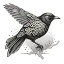 blackbird with a question mark incorporated  tattoo design idea