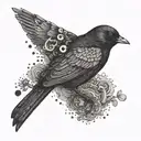 blackbird with a question mark incorporated  tattoo design idea