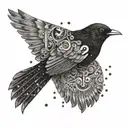 blackbird with a question mark incorporated  tattoo design idea