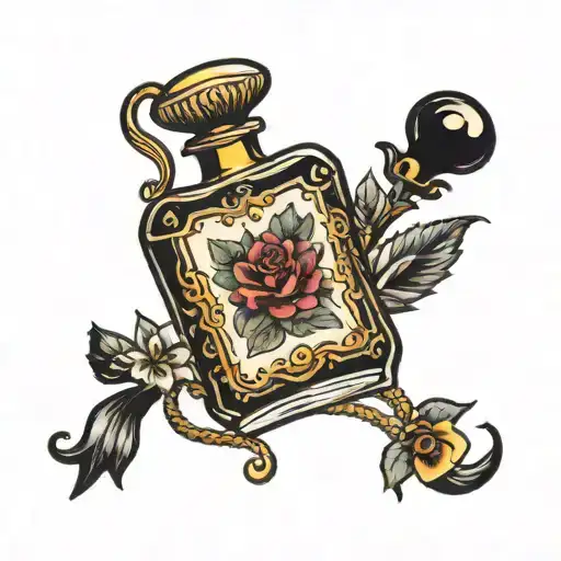 Perfume bottle tattoo design idea