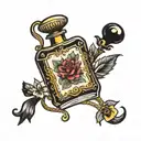 Perfume bottle tattoo design idea