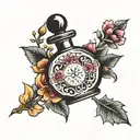 Perfume bottle tattoo design idea
