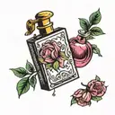 Perfume bottle tattoo design idea
