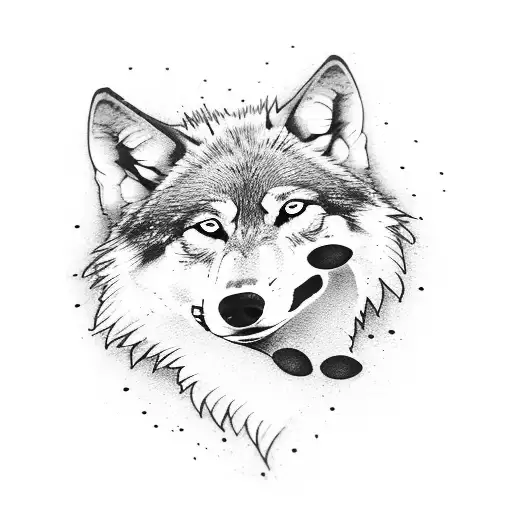 wolf with a slight blue coloring tattoo design idea