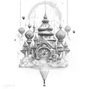 vaudou balloons tattoo design idea