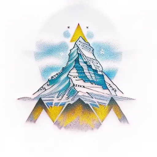 matterhorn and 3 stars tattoo design idea