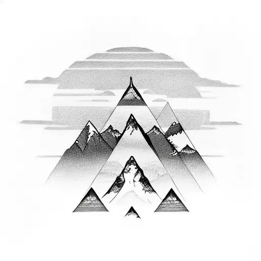 matterhorn and geometric triangle below tattoo design idea