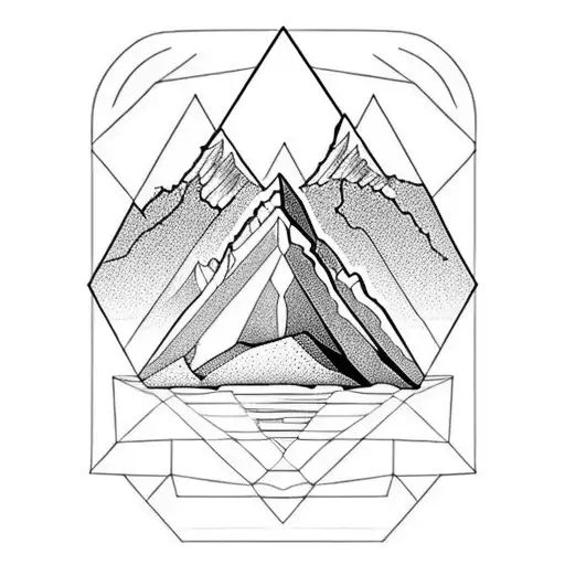 matterhorn and geometric triangle below tattoo design idea