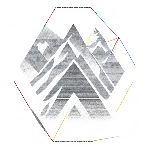 matterhorn and geometric triangle below tattoo design idea