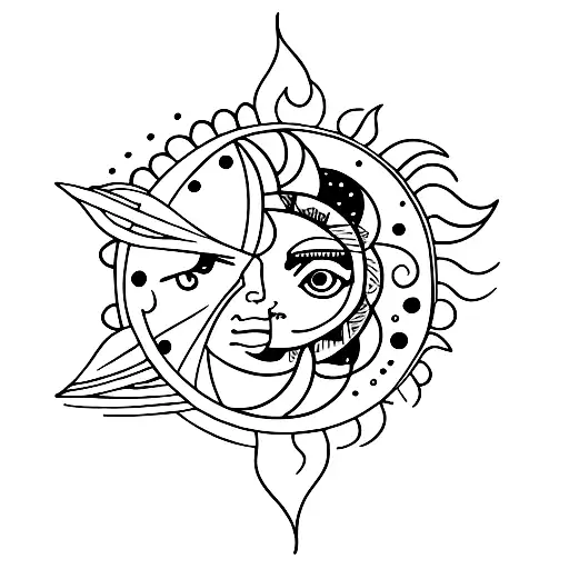 Sun and Moon tattoo design idea