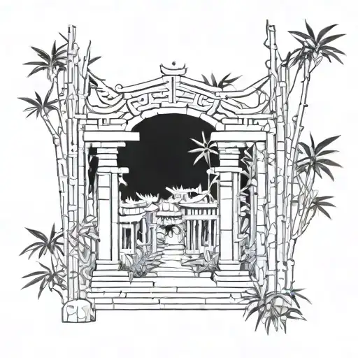 pillars 5 bamboo forest tattoo design idea