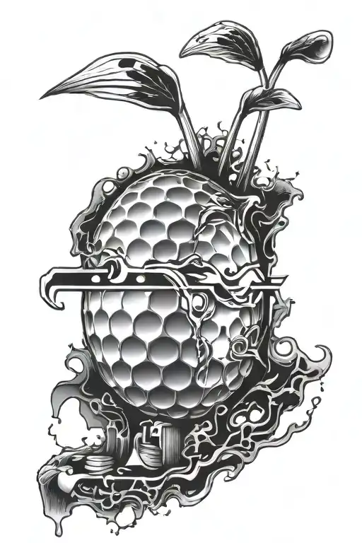 A golf ball morphing into a computer chip embedded tattoo design idea