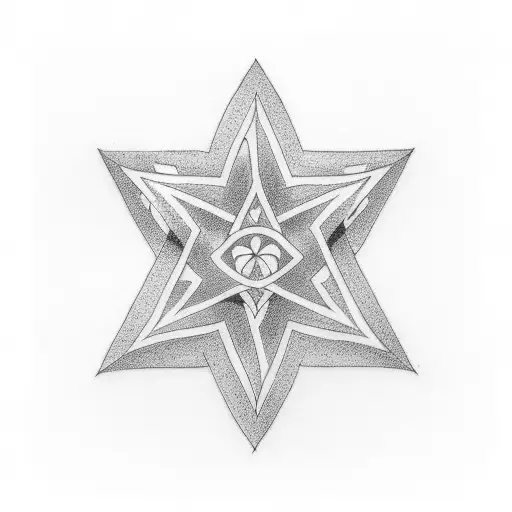 Blackwork "Matching 4 Point Star Tattoos" Tattoo Idea BlackInk AI