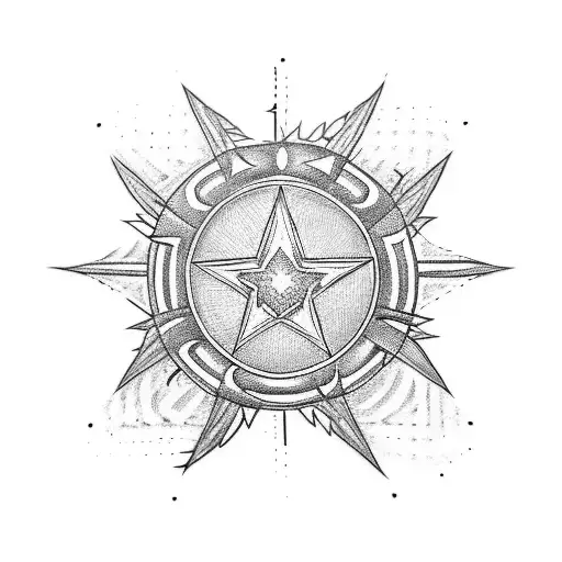 Blackwork "Matching 4 Point Star Tattoos" Tattoo Idea BlackInk AI