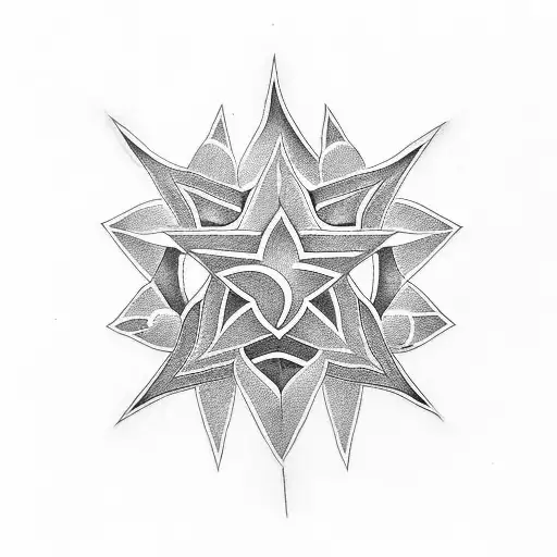 Blackwork "Matching 4 Point Star Tattoos" Tattoo Idea BlackInk AI