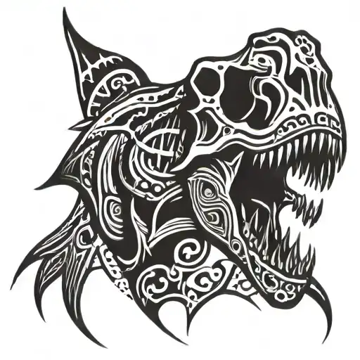 T rex skull tattoo design idea
