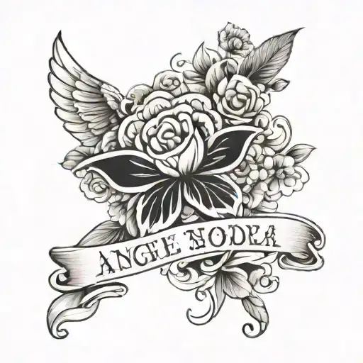 wife and kids names incorporated into the design. anggelhy wife. gia, Penelope, and Jon are kids names. tattoo design idea