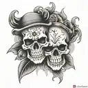 2 smile now cry later mask, one skull wearing tattoo design idea